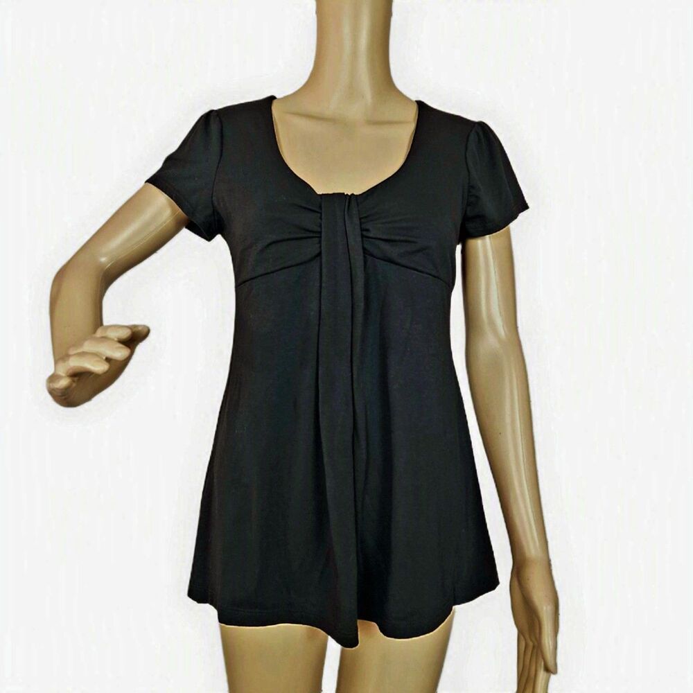 Vintage French Atmosphere Black Open Back Babydoll Top-Small (tag size large)